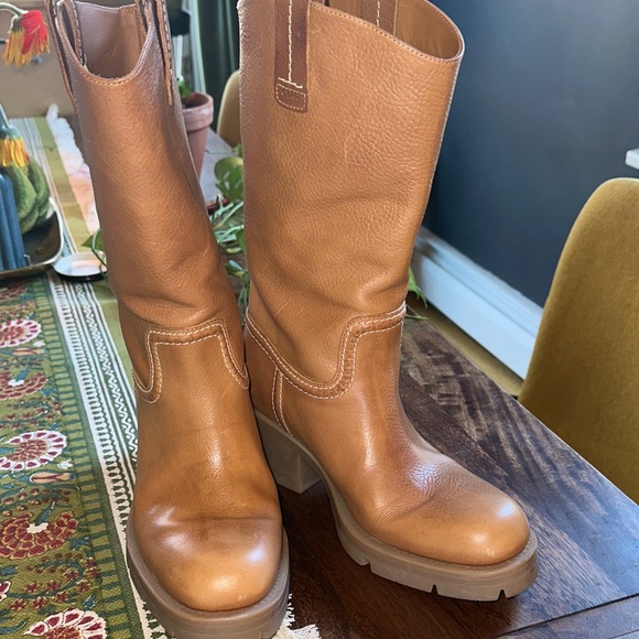 Chloe Neva Tan Leather Heeled Boots Size 40/Fit like women’s 9.5 - Picture 7 of 10